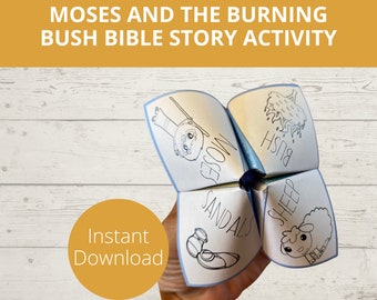 Moses and the Burning Bush Bible Story Activity, Sunday school craft, Printable paper craft, Fortune Teller, Cootie Catcher