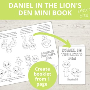 Daniel in the Lion&#39;s Den Sunday school craft, Bible Story activity, Old Testament Bible Story, Religious craft, Printable Mini Book