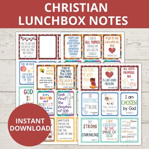 Notes de boîte à lunch chrétienne, notes de déjeuner des Écritures, notes de boîte à lunch des Écritures, affirmations positives pour les enfants, enfants des Écritures bibliques