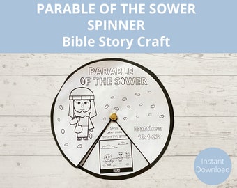 Parable of the Sower, Jesus Teaching, Bible Story activity, Sunday School craft, Parables of Jesus printable, Homeschool Bible Activity