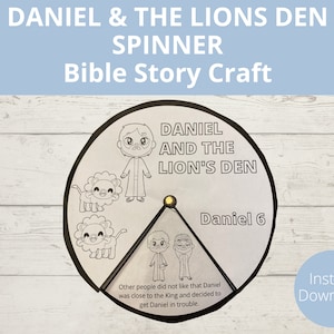 Daniel and the Lions Den Bible Story, Sunday school craft, Vacation Bible School, Printable Spinner craft, Instant Download, A4 Size