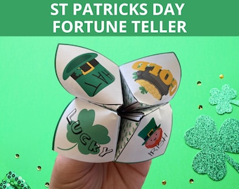 St Patricks Day Fortune Teller, Joke Teller, Cootie Catcher, St Pattys Day, St Paddys card, Kids games, Holiday Craft