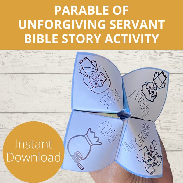 Parable of Unforgiving Servant, Parables of Jesus, Fortune Teller, Cootie Catcher, Forgiveness Craft, Bible Story Printable, Sunday School