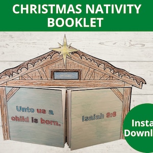 Christmas Nativity Scene, Manger Nativity, Birth of Jesus, Christmas coloring, Sunday school craft, Unto Us a Child is Born, Christmas Craft