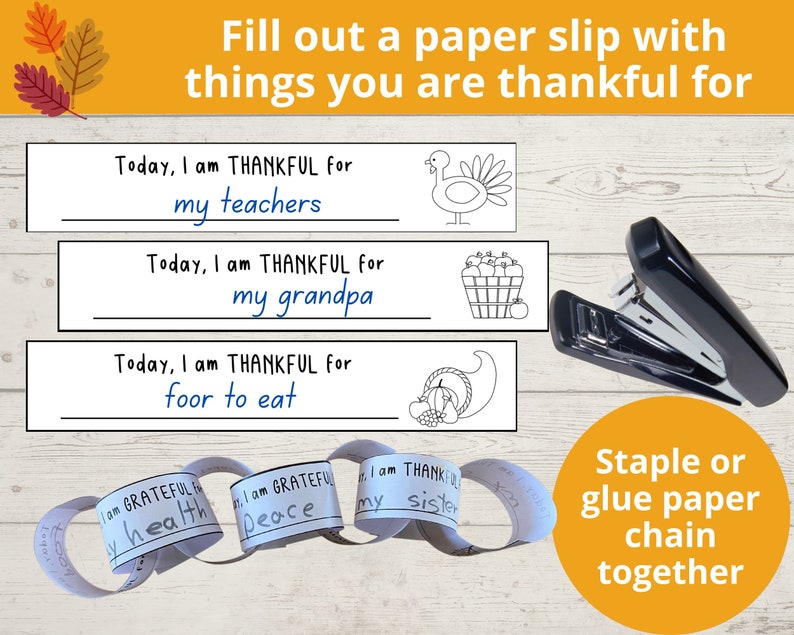 Thanksgiving Gratitude Paper Chain I Am Thankful For Fall Etsy