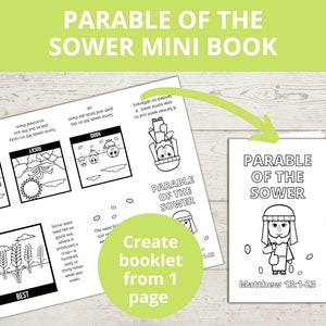 Parable of the Sower for kids, Jesus Parables, Bible Story Activity, Printable Mini Books, Sunday school craft, Printable craft for kids