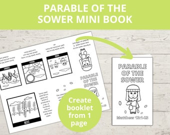 Parable of the Sower for kids, Jesus Parables, Bible Story Activity, Printable Mini Books, Sunday school craft, Printable craft for kids