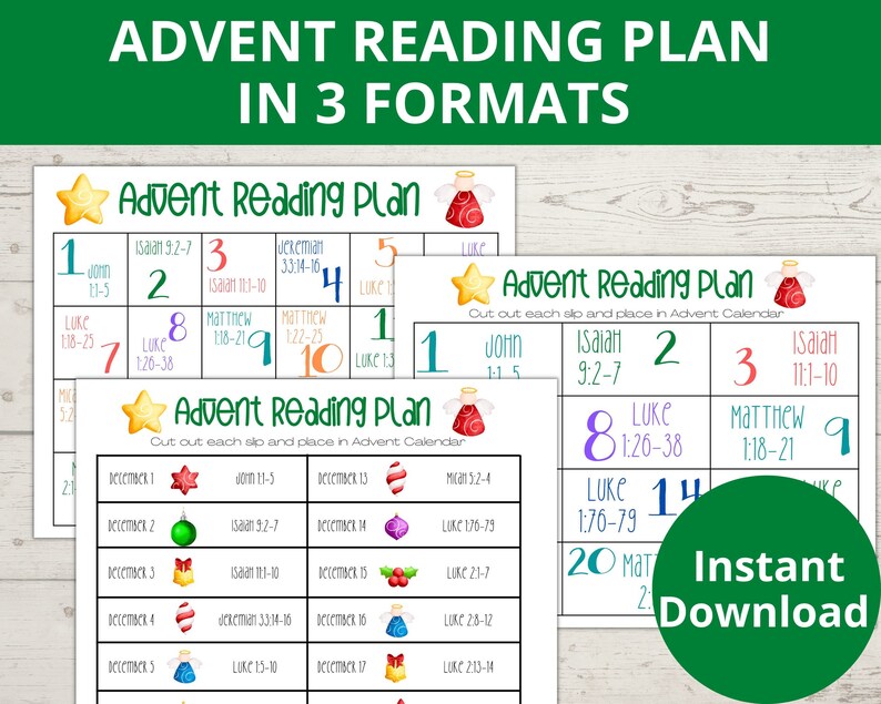 Advent Bible Reading Plan Bible Verses for Kids Advent Etsy