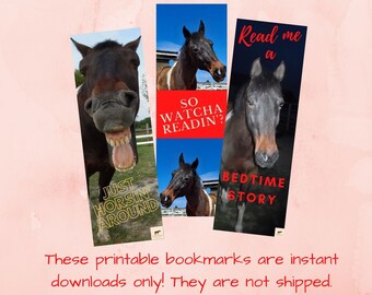 Three Horse Lover's Printable Bookmarks- Bear Edition (Digital Downloads)