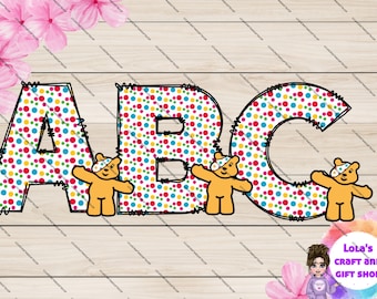 Spotty bear ABC doodle letter Alphabet clip art, sublimation clip art, sublimation Alphabet