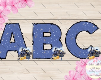 Polar Express ABC doodle letter Alphabet clip art, sublimation clip art, sublimation Alphabet