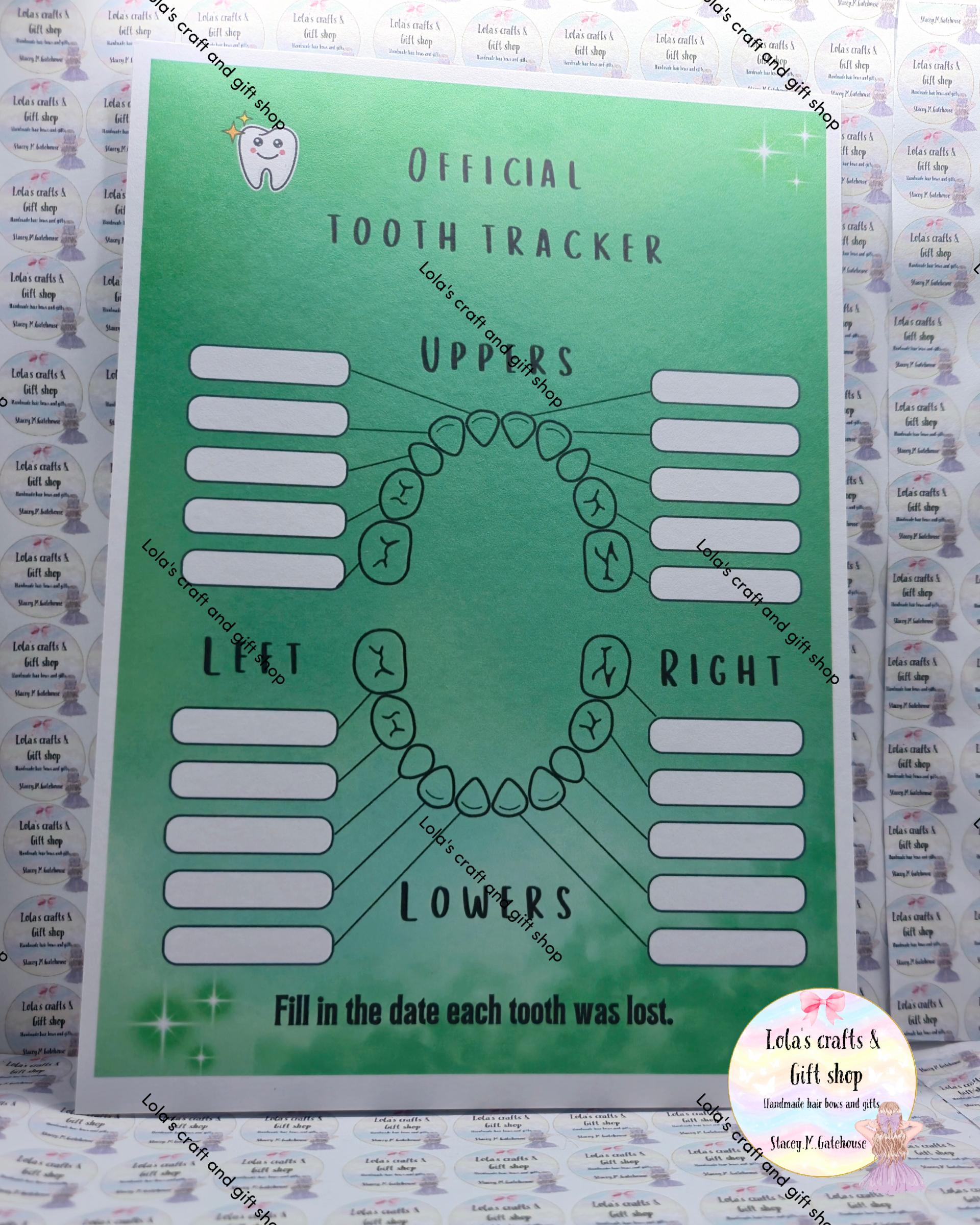 Tooth Tracker Chart Tooth Loss Tracker Chart | Tooth Keepsake | Toothfairy Gifts - Etsy UK