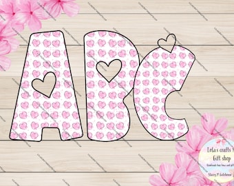 Valentines love hearts doodle letter , Alphabet clip art, sublimation clip art, sublimation Alphabet