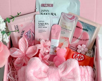 Sakura Self Care Gift Box for Her – 13 Piece Spa Pamper Gift Set, Birthday & Valentines Gift
