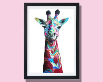 Giraffe painting art print