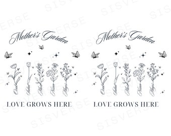Mother's Garden - Personalised Mother's Garden Floral PNG Printable Art - Sent for Approval Within 48 Hours!