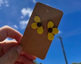 yellow sunflower polymer clay stud earrings