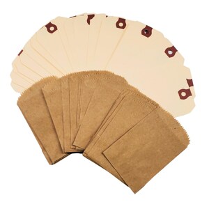 Sacs et étiquettes - Kit d'embellissement de 50 pièces - Embellissement de journal - Tags Manille - Sacs kraft bruns - Ornements de journal indésirable