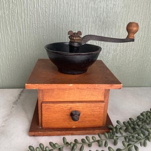 Vintage Coffee Grinder- Wooden and Cast Iron