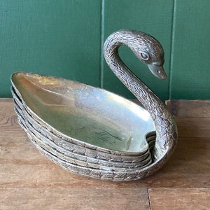 Silver stacking swan dishes