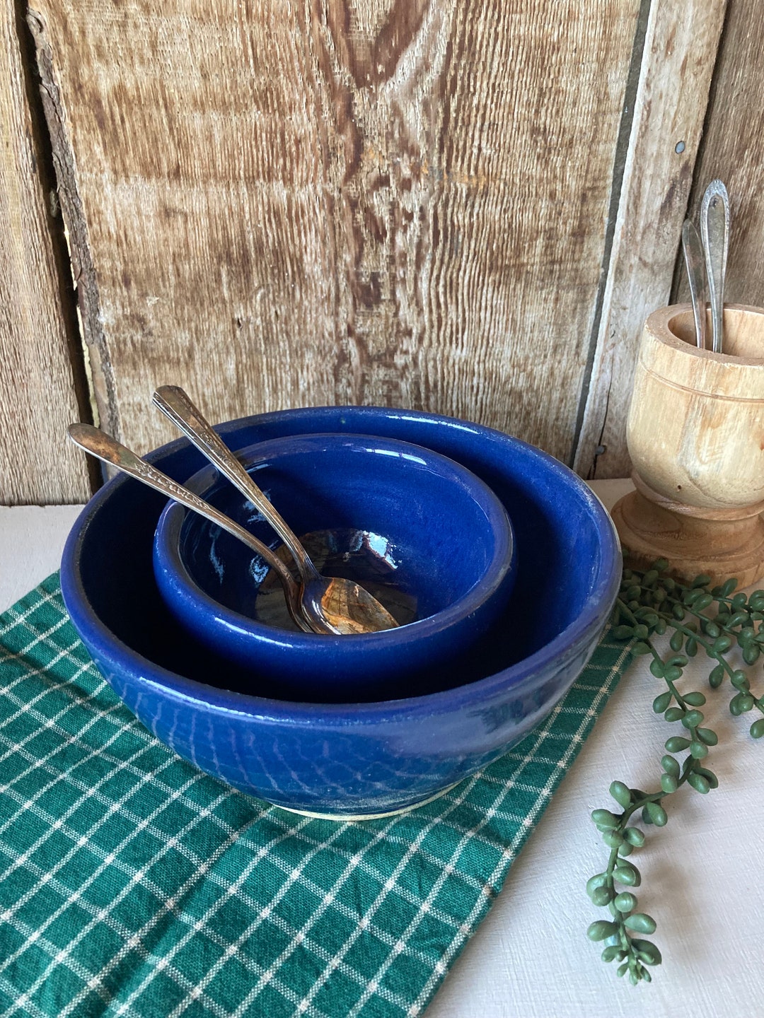 青い陶器のボウル 青い陶器のボウル - Etsy 日本