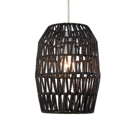 Black Wicker Light Shade Pendant Light Lamp Shade Rustic Farmhouse