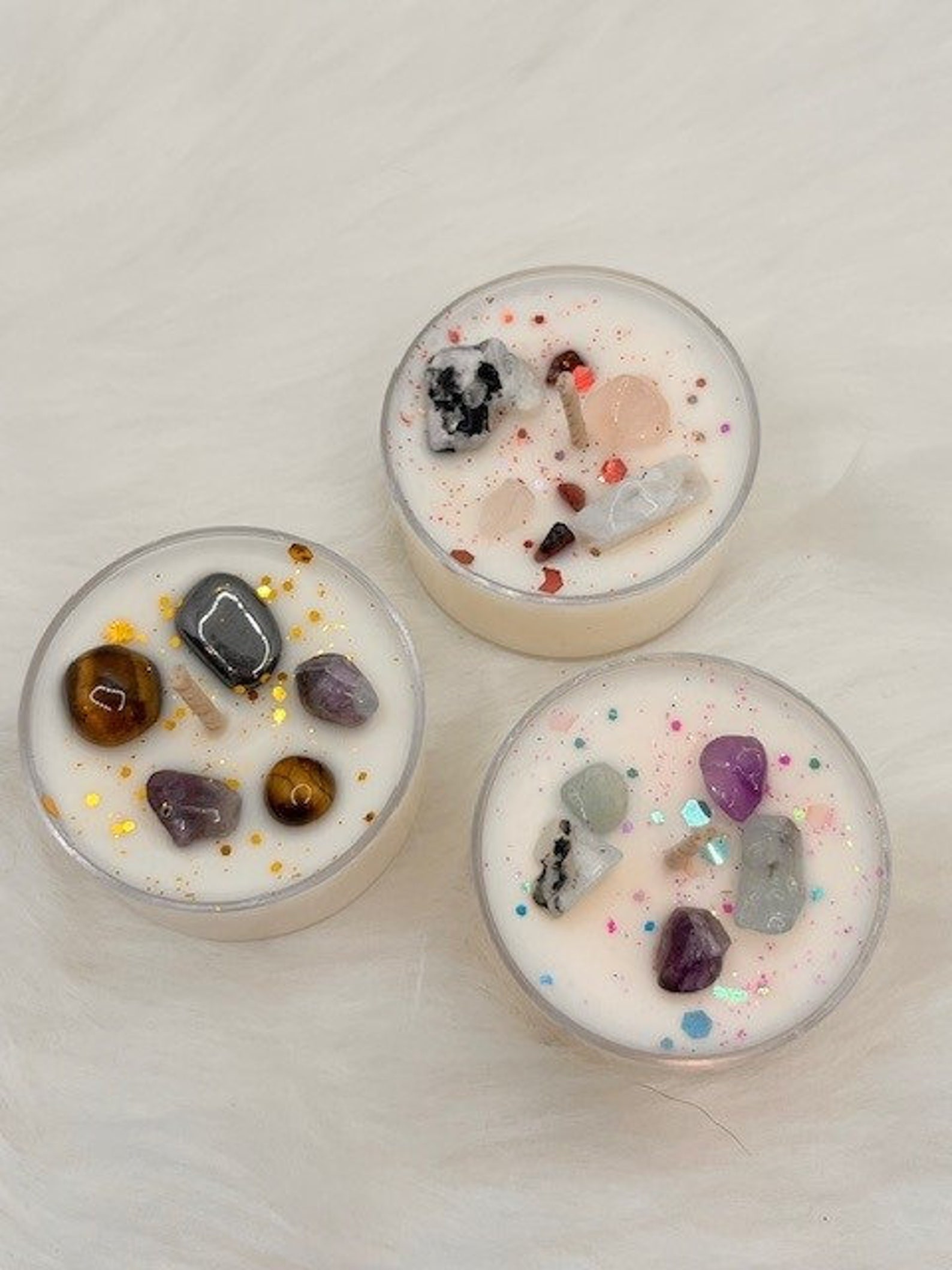 3 Packs of 4 Soy Wax Intention Tea-light Candles With Crystals for ...