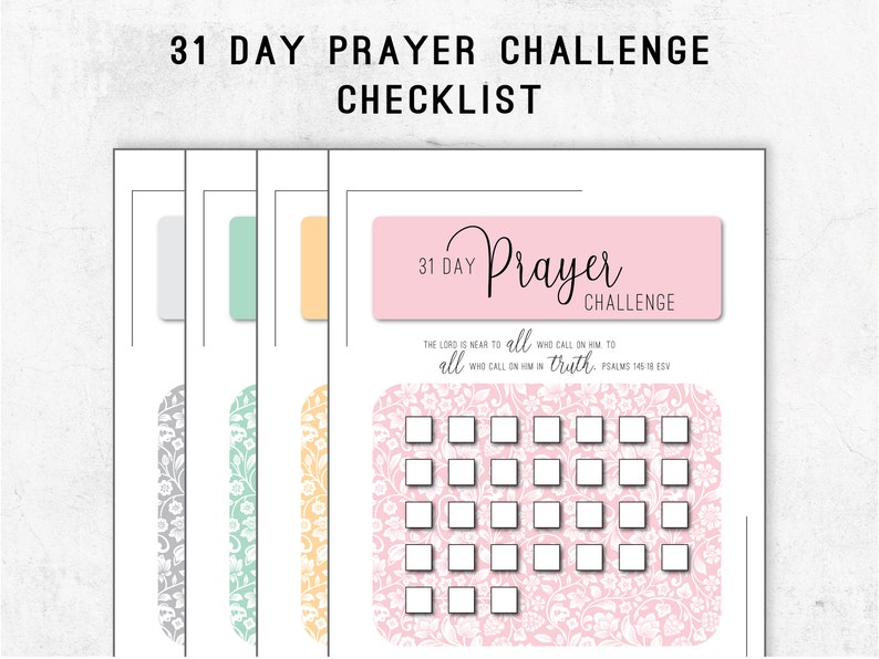 31 Day Prayer Challenge / Habit Tracker / Scripture Memory / Woman of