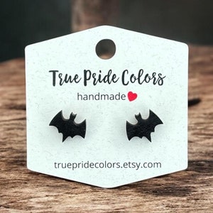 Black Bat Wood Stud Earrings, Animal Jewelry, Halloween Earrings, Bat Jewelry, Gothic Jewelry