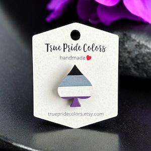 Ace of Spades Wood Pin, Handmade Wooden Ace Flag Pin, Ace Pride Accessories, Ace Flag Inclusive Pride Pin, LGBTQIA Pin, Pride Lapel Pin