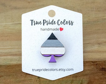 Ace of Spades Pin, Handmade Ace Flag Pin, Ace Pride Accessories, Ace Flag Inclusive Pride Pin, LGBTQIA Pin, Pride Lapel Pin