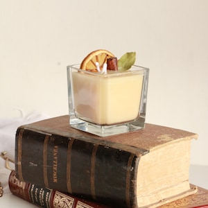 Handmade Lemon & Cinnamon Scented Candle with Dried Lemon Slice