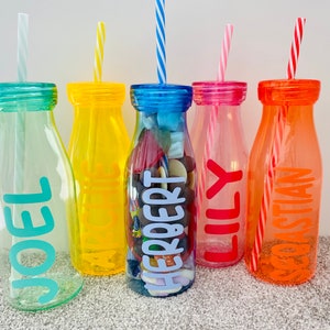 Personalised children's bottles with straw, party favour, children's gift