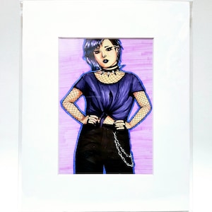 8x10 Purple Emo Girl Matted Print // goth, punk, emo, alt, geverfd haar, portret