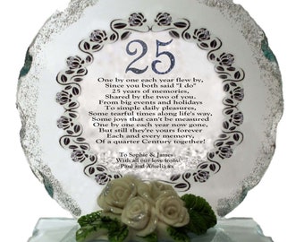 25th Silver Wedding Anniversary  Cut Glass Round Plaque Limited  Special Edition by Cellini Plaques
