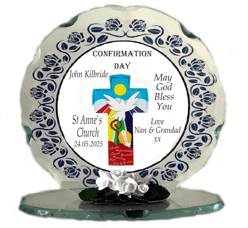Confirmation Base Personalised Confirmation Plaque Commemorative Christian Cross Design ...