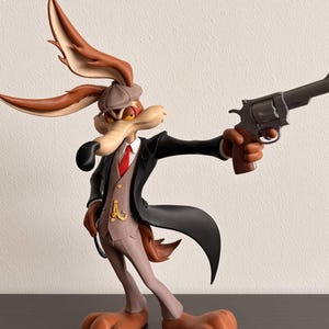 Gangster-Kojote mit Revolver und Anzug | 3D Cartoon Figur
