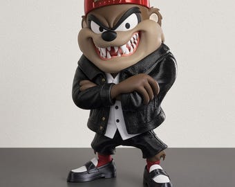 Tasmansk djävulsfigur med röd mössa | 32 cm | 3D-utskriven samlarfigur | Urban tecknad dekor