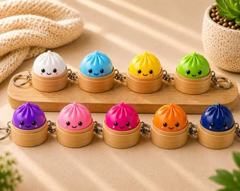Llavero Mini Kawaii Dumpling Clicker – Clicker antiestrés impreso en 3D en 9 colores – Lindo regalo para llevar a todas partes – VantaVice