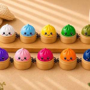 Mini Kawaii Dumpling Clicker Schlüsselanhänger – 3D gedruckter Fidget Clicker in 10 Farben – süßes Geschenk für unterwegs – VantaVice