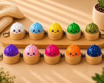 Mini Kawaii Dumpling Clicker Schlüsselanhänger – 3D gedruckter Fidget Clicker in 10 Farben – süßes Geschenk für unterwegs – VantaVice