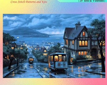 City at night - Chart Counted Cross Stitch Pattern craft PDF