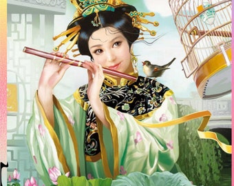 Flute Playing - Chart Counted Cross Stitch Pattern craft PDF