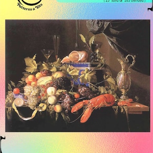 Still Life with Fruits & Lobster Summer Bouquet Pink Garden Roses Flowers  - Chart Counted Cross Stitch Pattern Needlework craft PDF