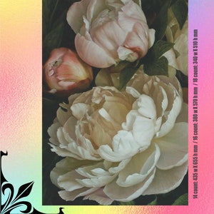 Garden peonies Flowers  - Chart Counted Cross Stitch Pattern Needlework craft PDF