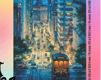 City by the Bay San Francisco at night City at night - Chart Counted Cross Stitch Pattern craft PDF