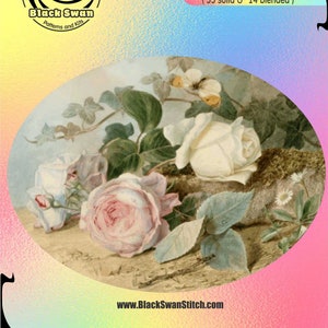 Summer Fragance Pink Garden Roses Flowers  - Chart Counted Cross Stitch Pattern Needlework craft PDF