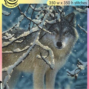 Schneewolf Der Ruf der wilden Indianer Jagdsaison Hund Wolf Wildtier - Vorlage Zählmuster Kreuzstich PDF