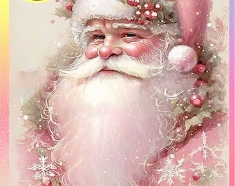 Pink Christmas Santa Clause - Chart Counted Cross Stitch Pattern craft PDF