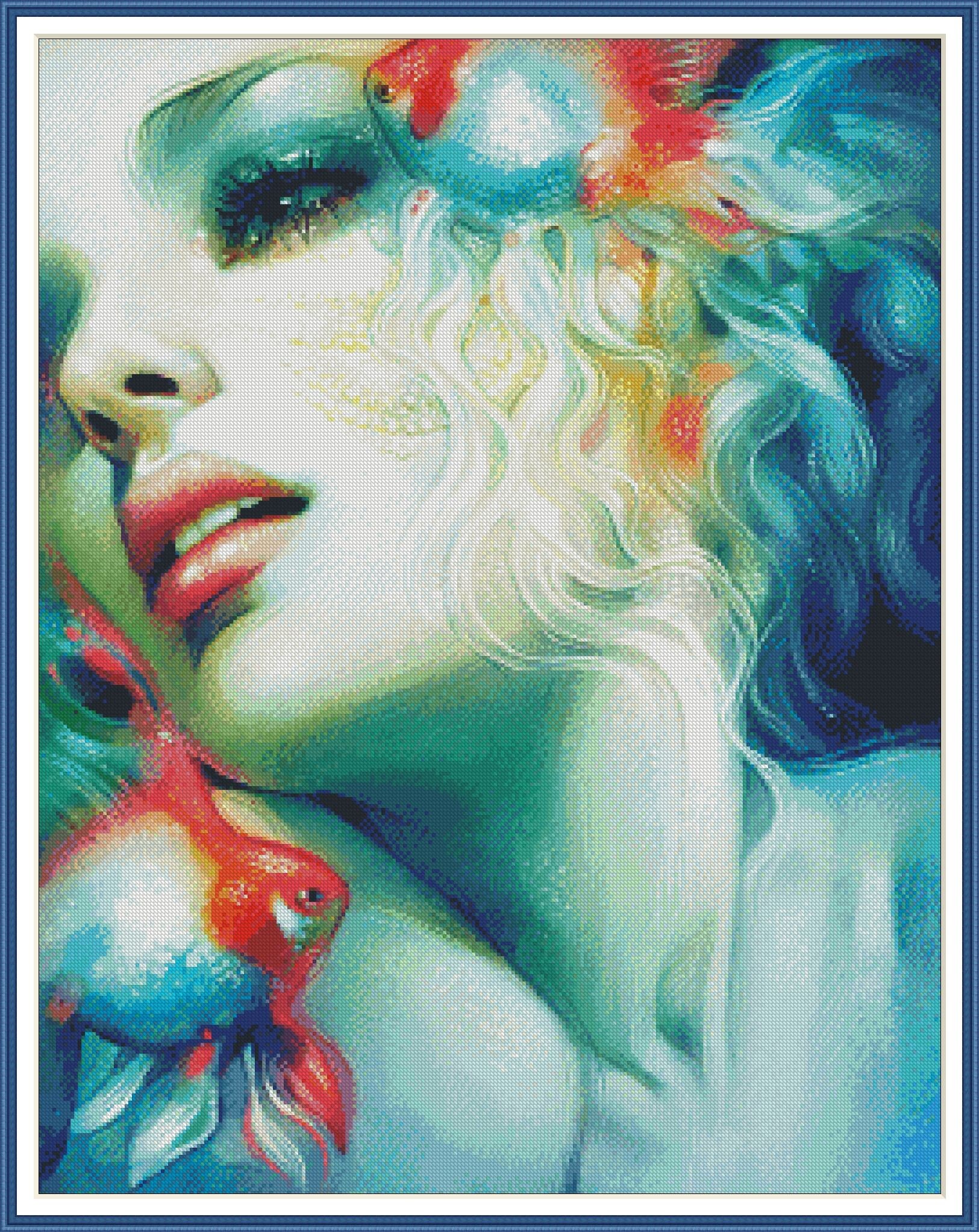 Mermaid Fantasy Chart Counted Cross Stitch Pattern Craft PDF - Etsy